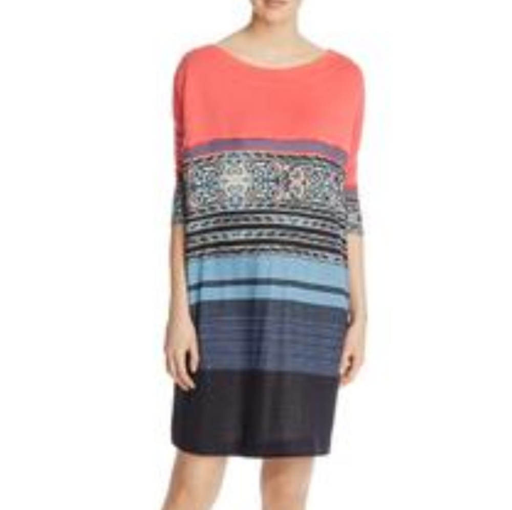 Free People coral striped sweater dress size small